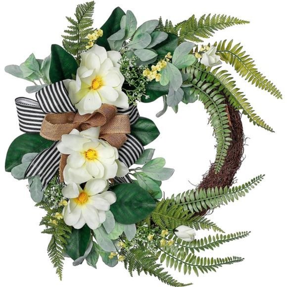 Other - 24 inch Spring Wreaths for Front Door,Magnolia Wreath with Fern Leaves